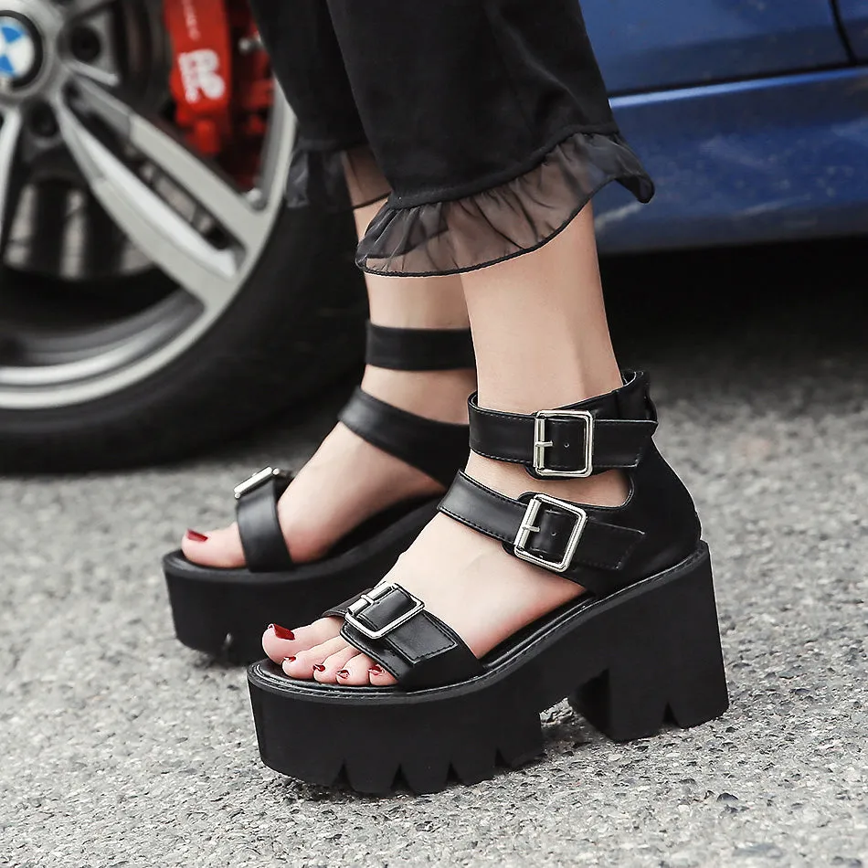 Ankle Strap Alternative Fashion Women's Sandals / Open Toe Platform Shoes with High Thick Heels