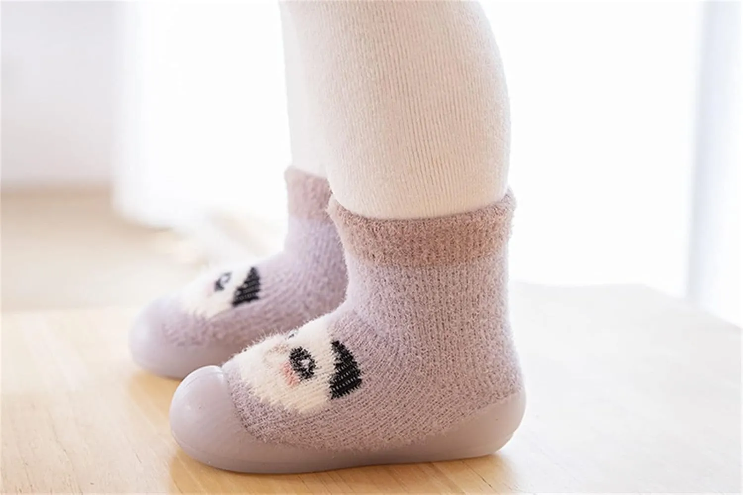 Baby Sock Shoes Toddler Kids Infant Newborn Boys Girls Shoes First Walkers Cute Cartoon Warm Thickened White Shoes B