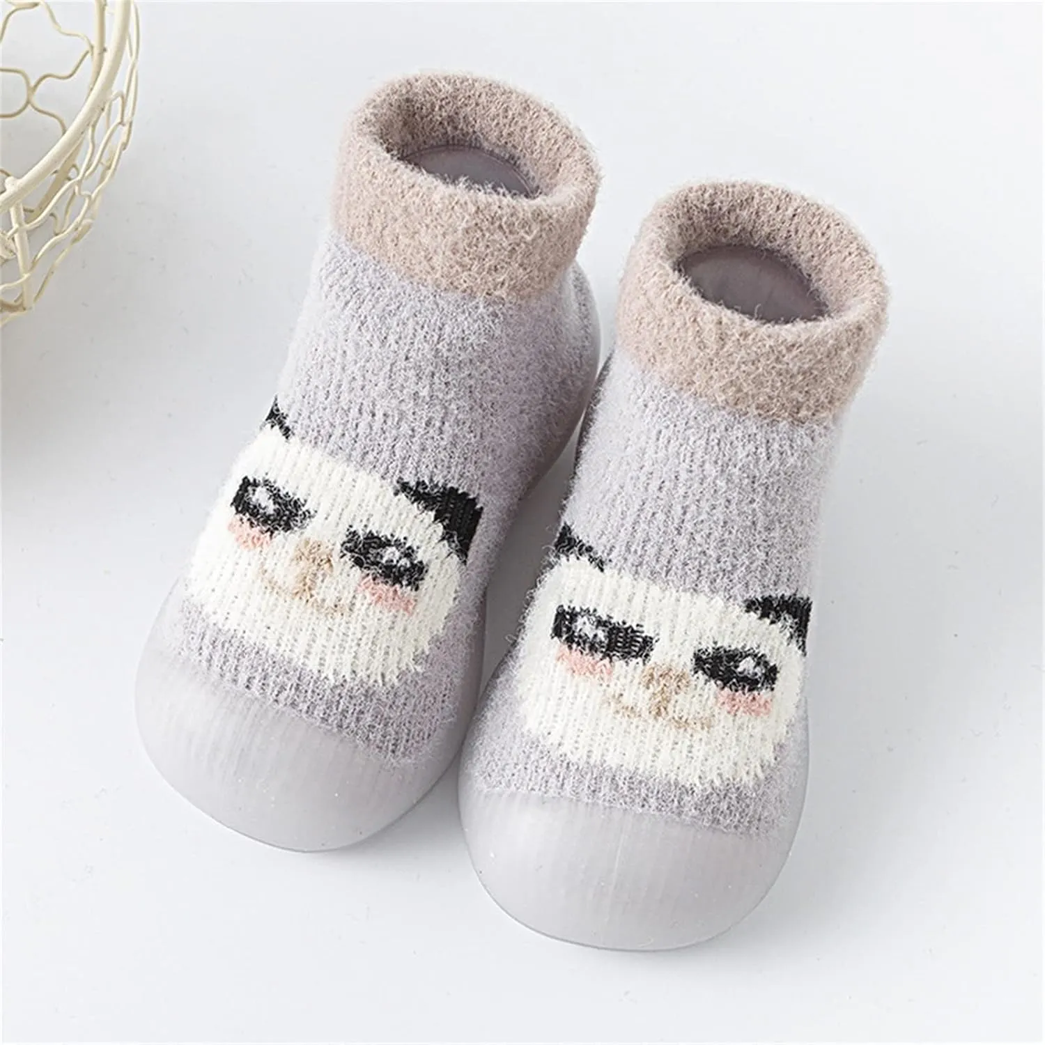 Baby Sock Shoes Toddler Kids Infant Newborn Boys Girls Shoes First Walkers Cute Cartoon Warm Thickened White Shoes B