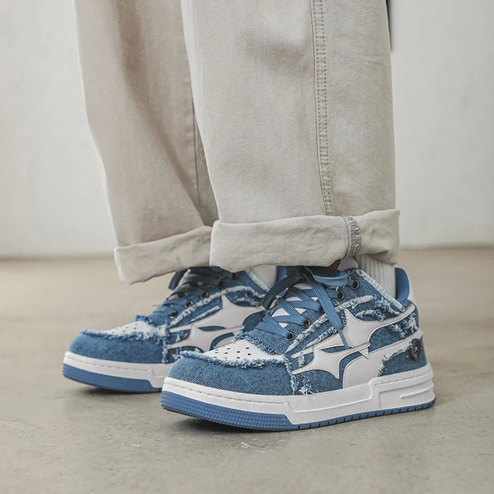Cyber Envoy | Sports Four pointed Star Denim Canvas Sneakers