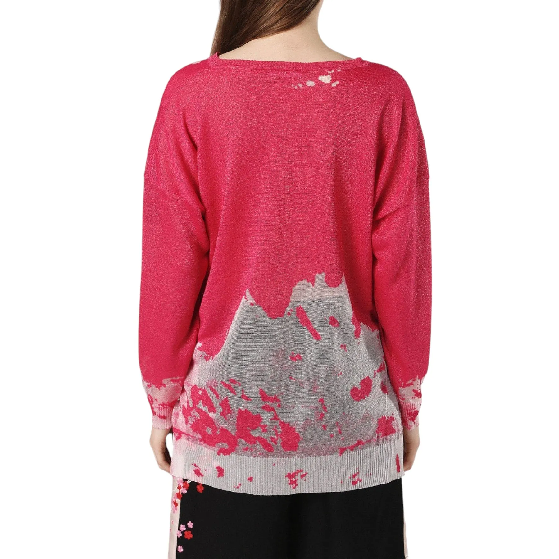 DIESEL M SPORT Womens Dress V Neck Long Sleeve Pullover Regular Pink Tops Italy