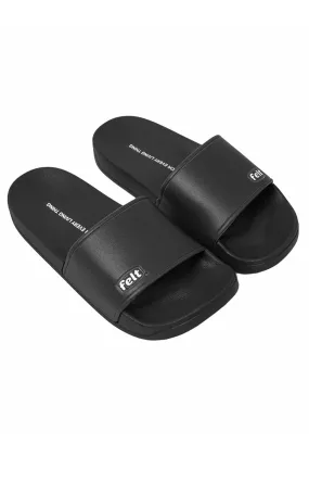 Felt Eco Friendly Logo Slides Men’s Black Vegan Pvc