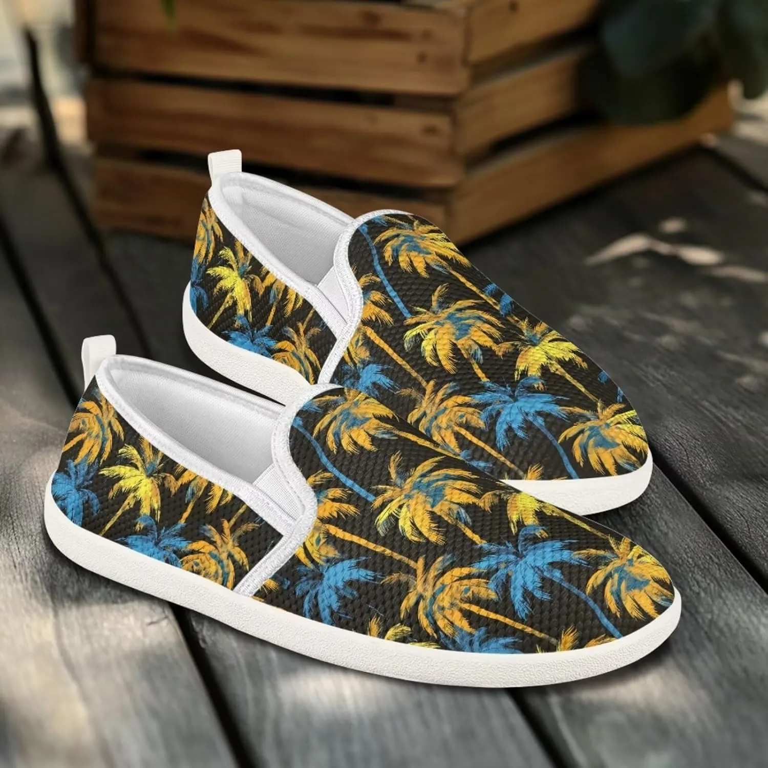 Jeiento Womens Tropical Style Slip-On Loafers Dressy Shoes Non Slip Walking Flat Shoes