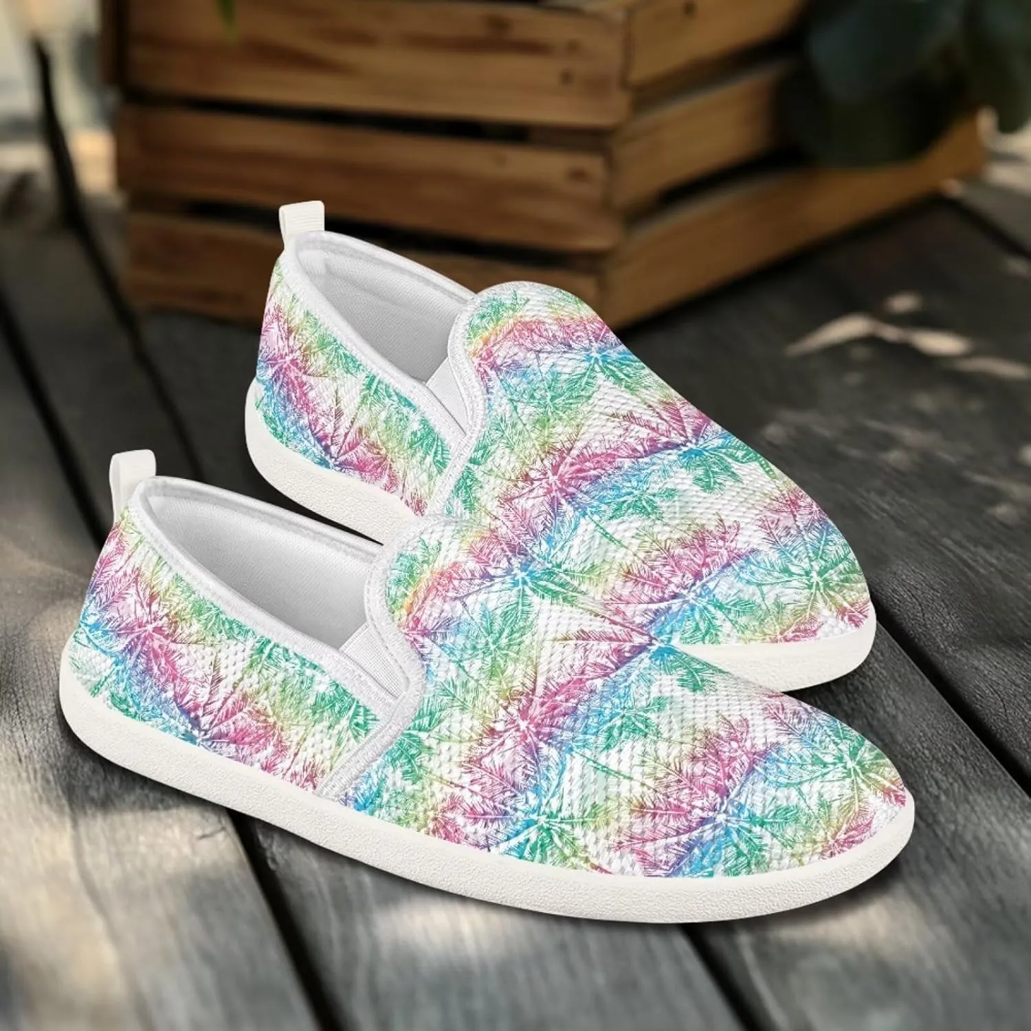 Jeiento Womens Tropical Style Slip-On Loafers Dressy Shoes Non Slip Walking Flat Shoes