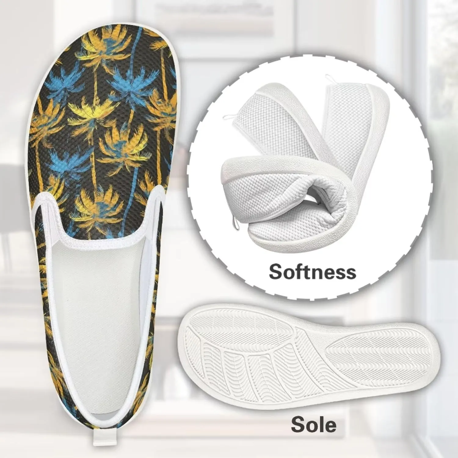 Jeiento Womens Tropical Style Slip-On Loafers Dressy Shoes Non Slip Walking Flat Shoes