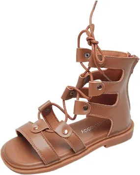 Kids Girls Sandals Zipper Design Casual Adjustable Rope Straps Light Weight Summer Little Kids Dress Sandals Girls