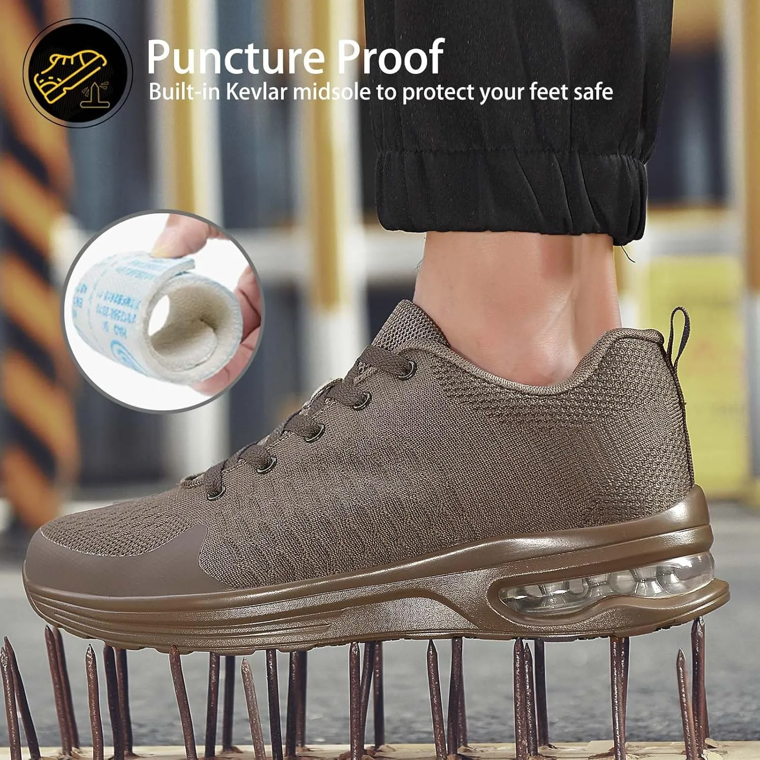LUPWEE Steel Toe Shoes for Men Women, Slip Resistant Safety Work Shoes Puncture Proof Comfortable Indestructible Sneakers with Specialized Work Insole for Industry Construction Warehouse