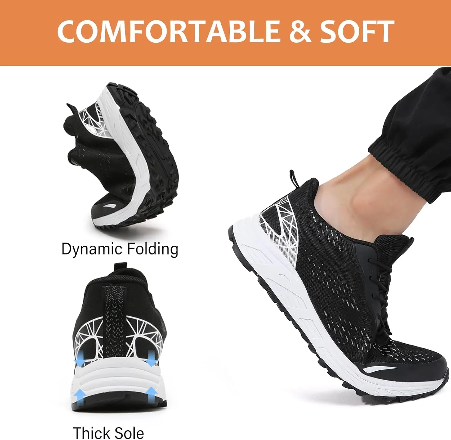 LUPWEE Steel Toe Shoes for Men Women, Slip Resistant Safety Work Shoes Puncture Proof Comfortable Indestructible Sneakers with Specialized Work Insole for Industry Construction Warehouse