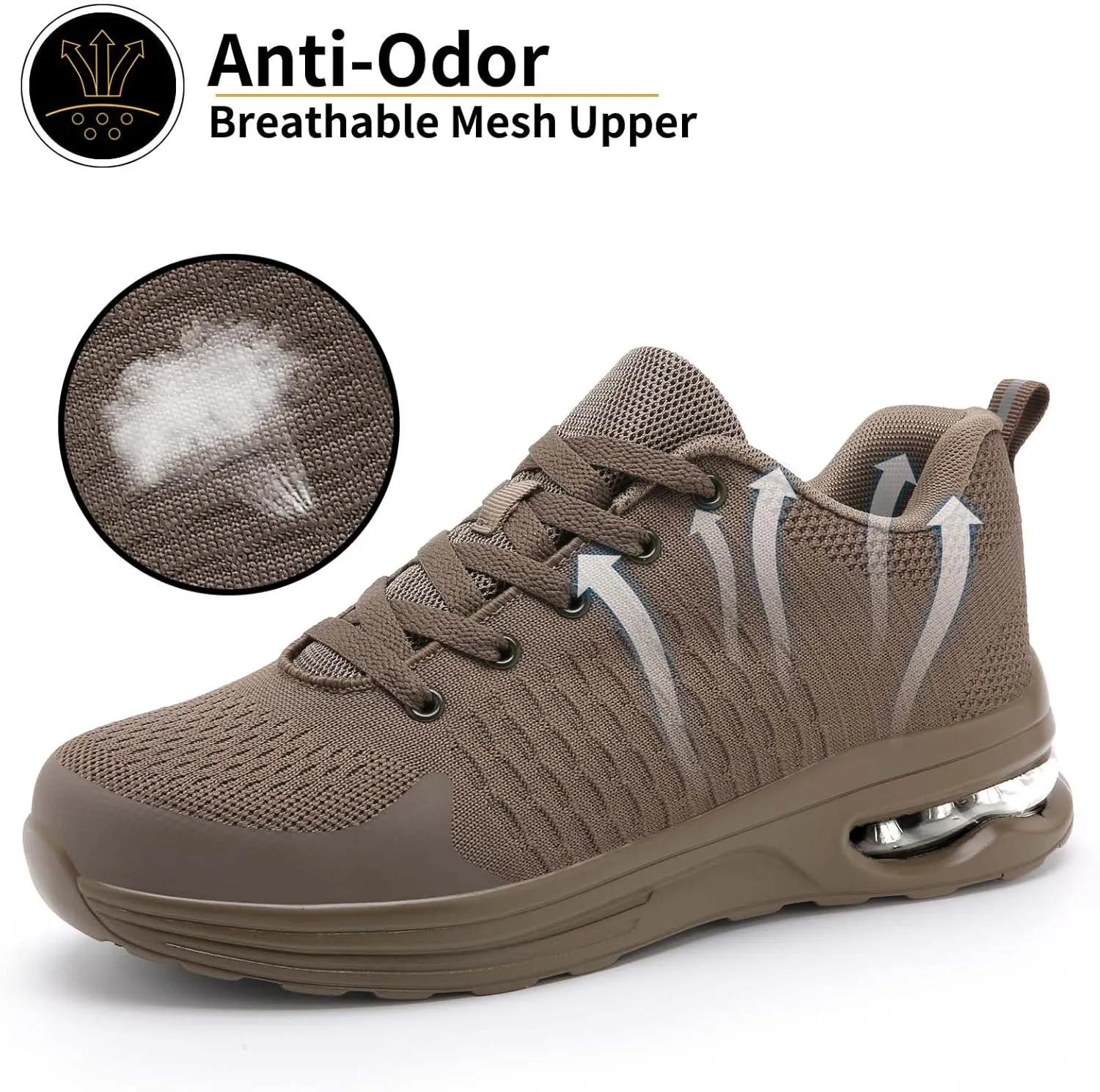 LUPWEE Steel Toe Shoes for Men Women, Slip Resistant Safety Work Shoes Puncture Proof Comfortable Indestructible Sneakers with Specialized Work Insole for Industry Construction Warehouse