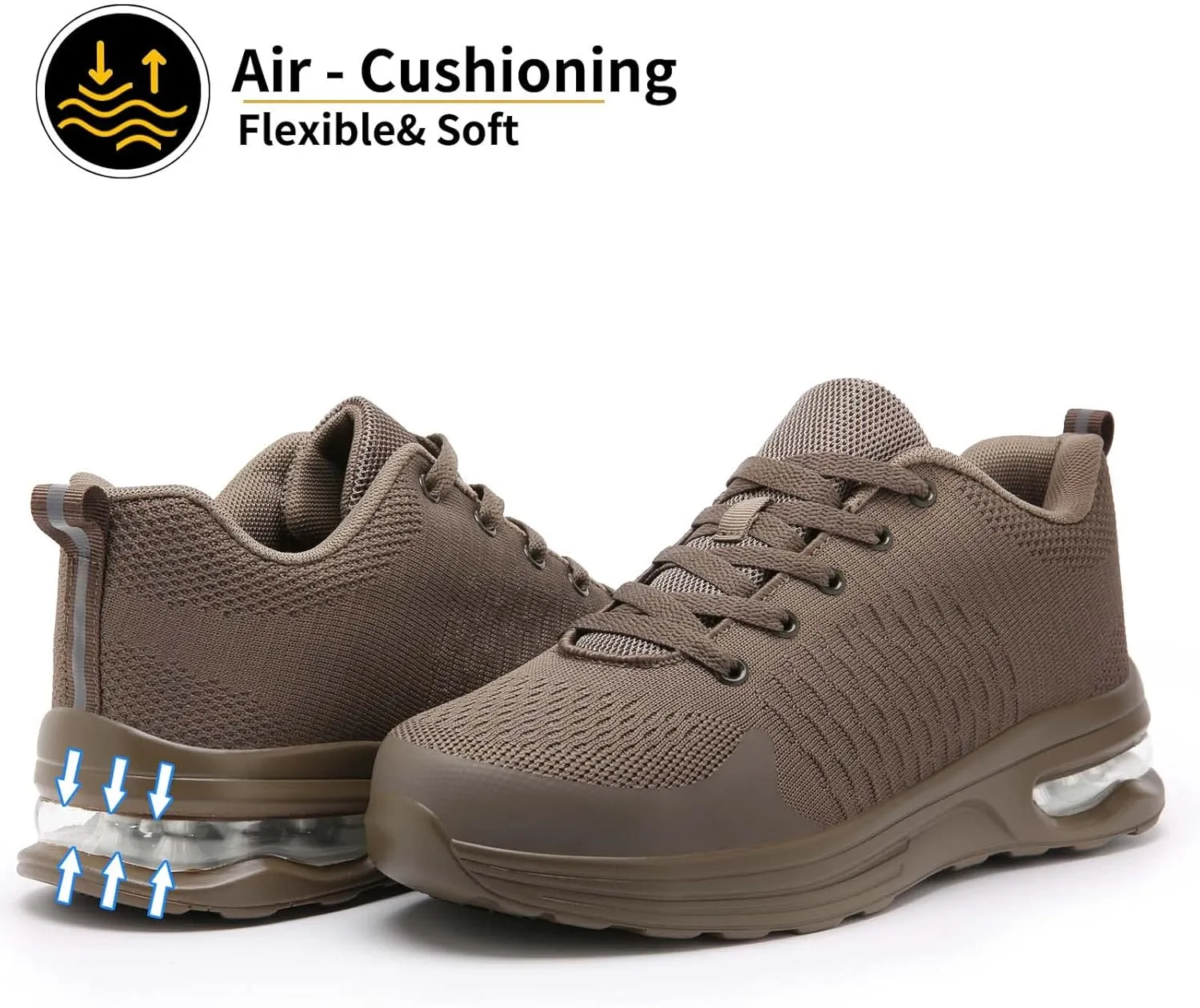 LUPWEE Steel Toe Shoes for Men Women, Slip Resistant Safety Work Shoes Puncture Proof Comfortable Indestructible Sneakers with Specialized Work Insole for Industry Construction Warehouse