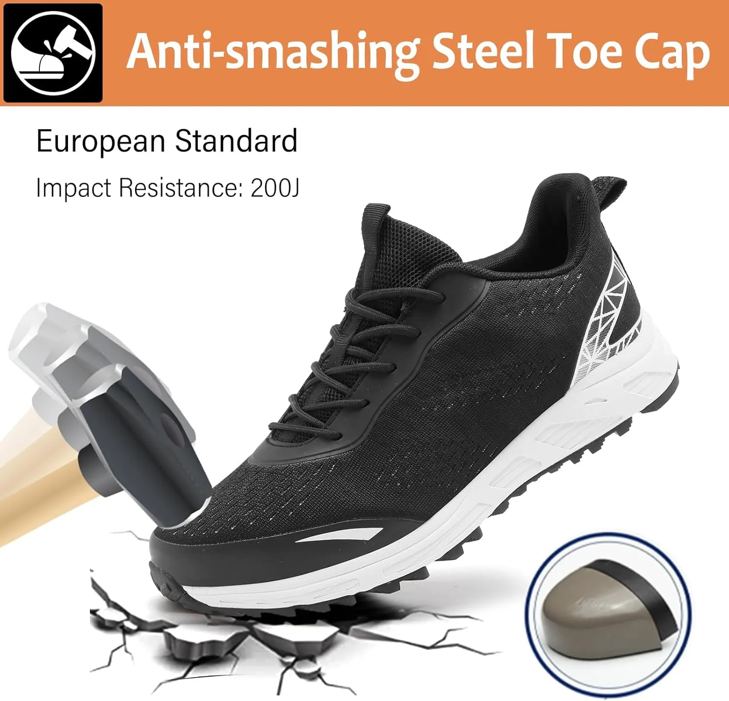LUPWEE Steel Toe Shoes for Men Women, Slip Resistant Safety Work Shoes Puncture Proof Comfortable Indestructible Sneakers with Specialized Work Insole for Industry Construction Warehouse