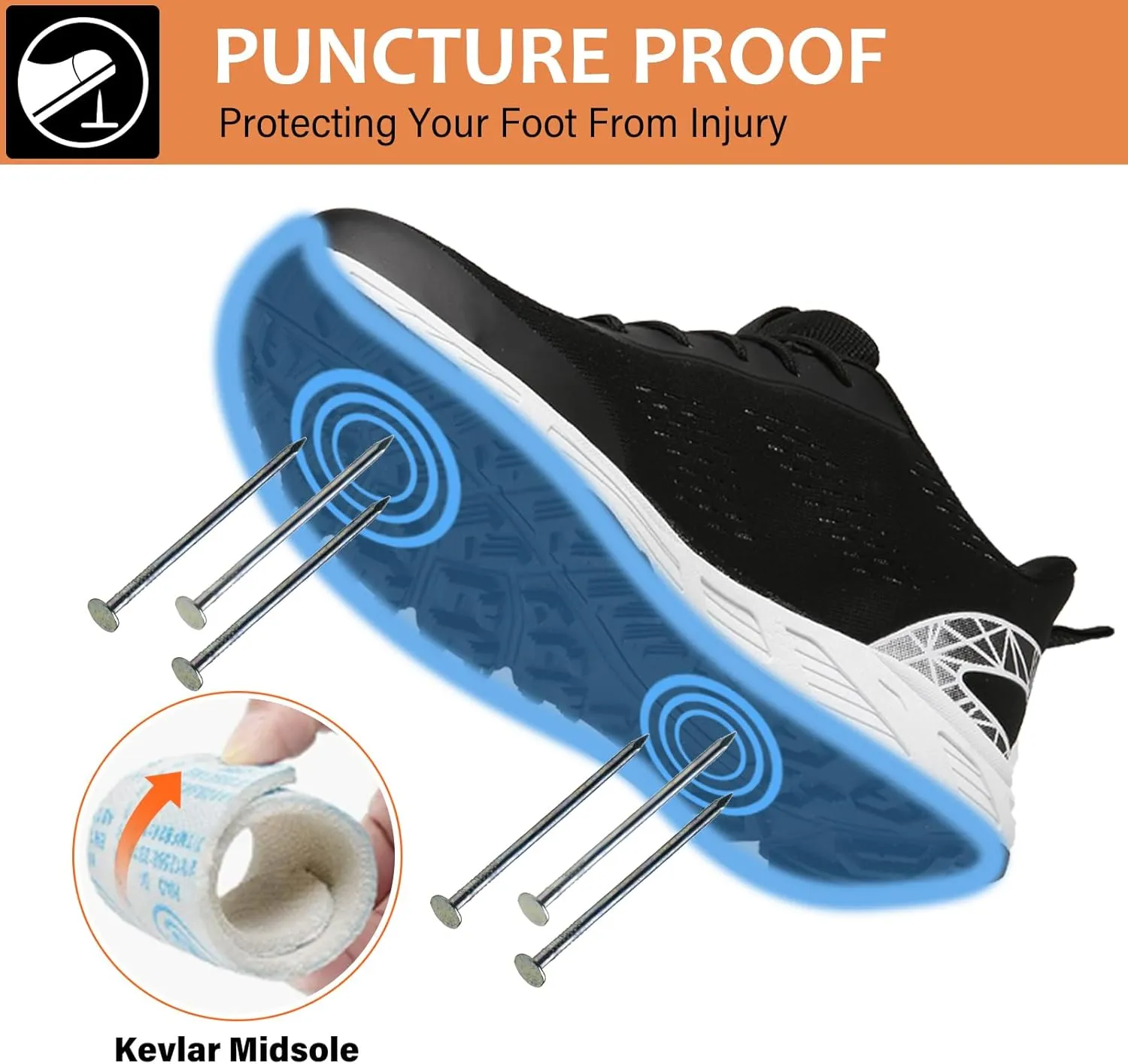 LUPWEE Steel Toe Shoes for Men Women, Slip Resistant Safety Work Shoes Puncture Proof Comfortable Indestructible Sneakers with Specialized Work Insole for Industry Construction Warehouse