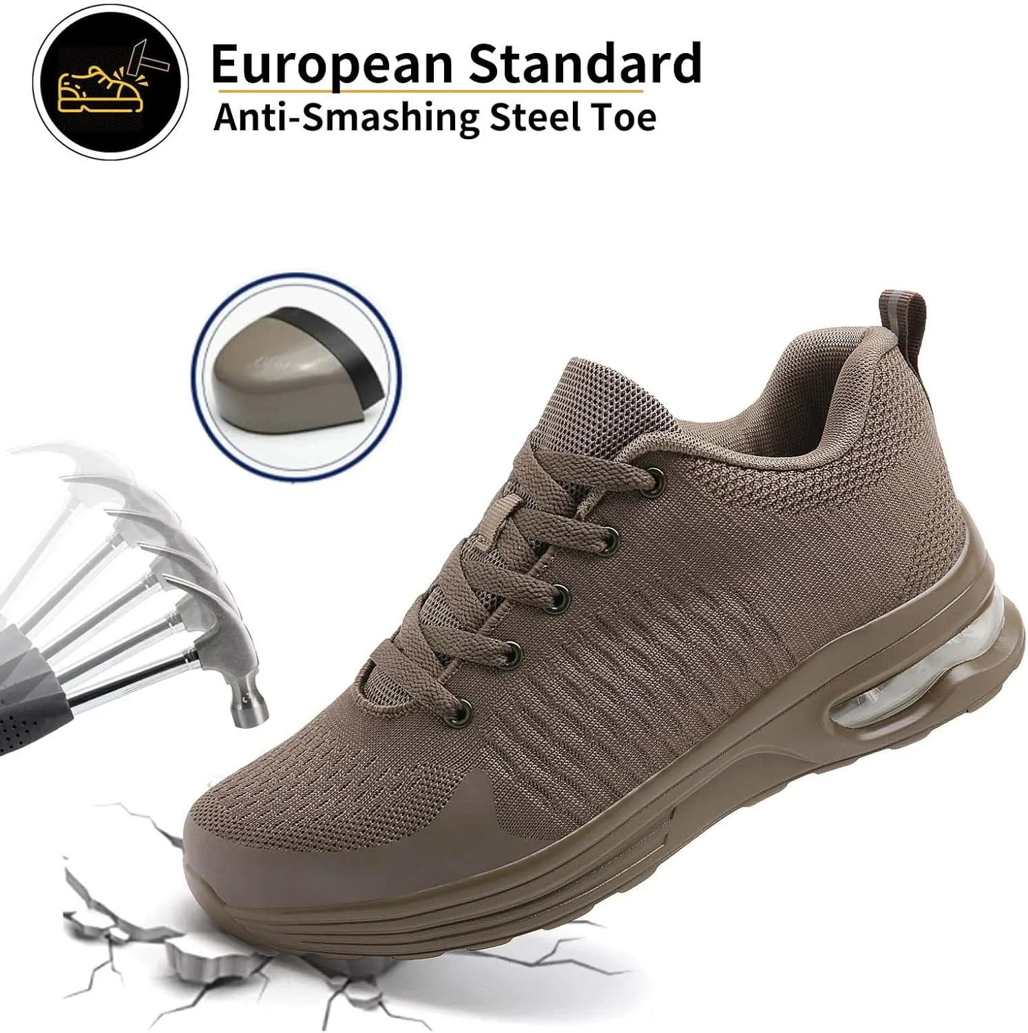 LUPWEE Steel Toe Shoes for Men Women, Slip Resistant Safety Work Shoes Puncture Proof Comfortable Indestructible Sneakers with Specialized Work Insole for Industry Construction Warehouse