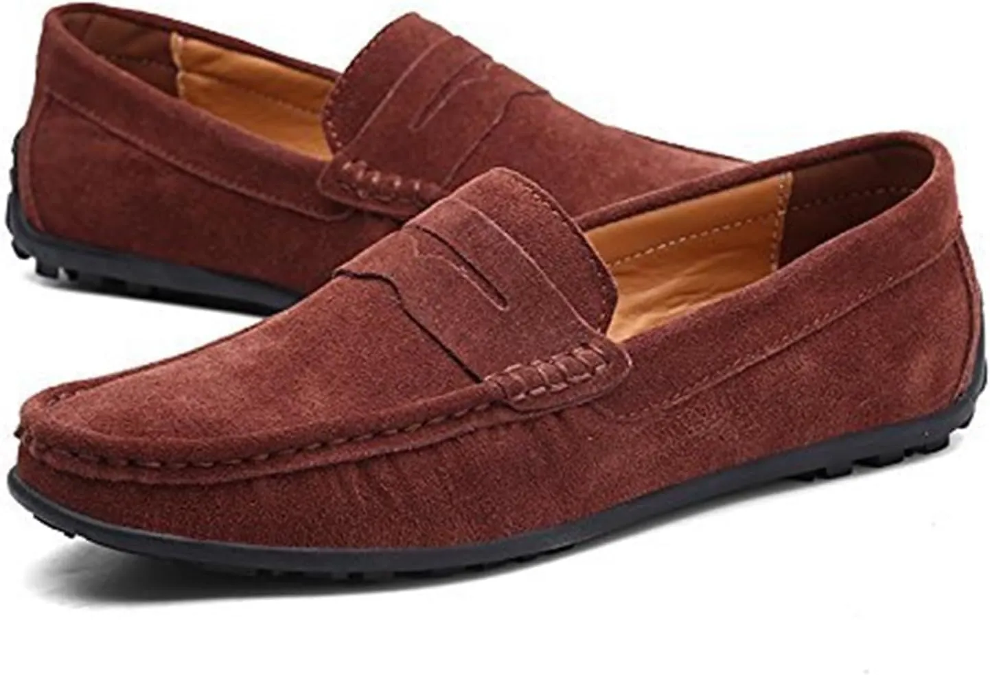 Men's Fashion Penny Loafers Suede Leather Slip On Casual Flat Dress Driving Shoes Fashion Lightweight Walking Shoes for Men