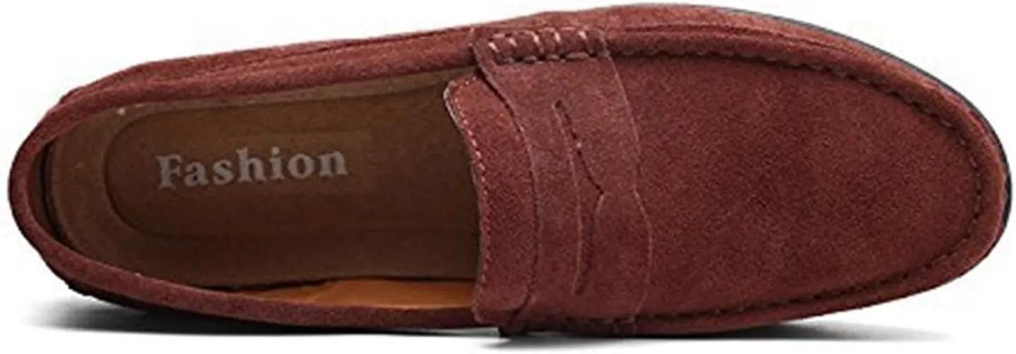 Men's Fashion Penny Loafers Suede Leather Slip On Casual Flat Dress Driving Shoes Fashion Lightweight Walking Shoes for Men