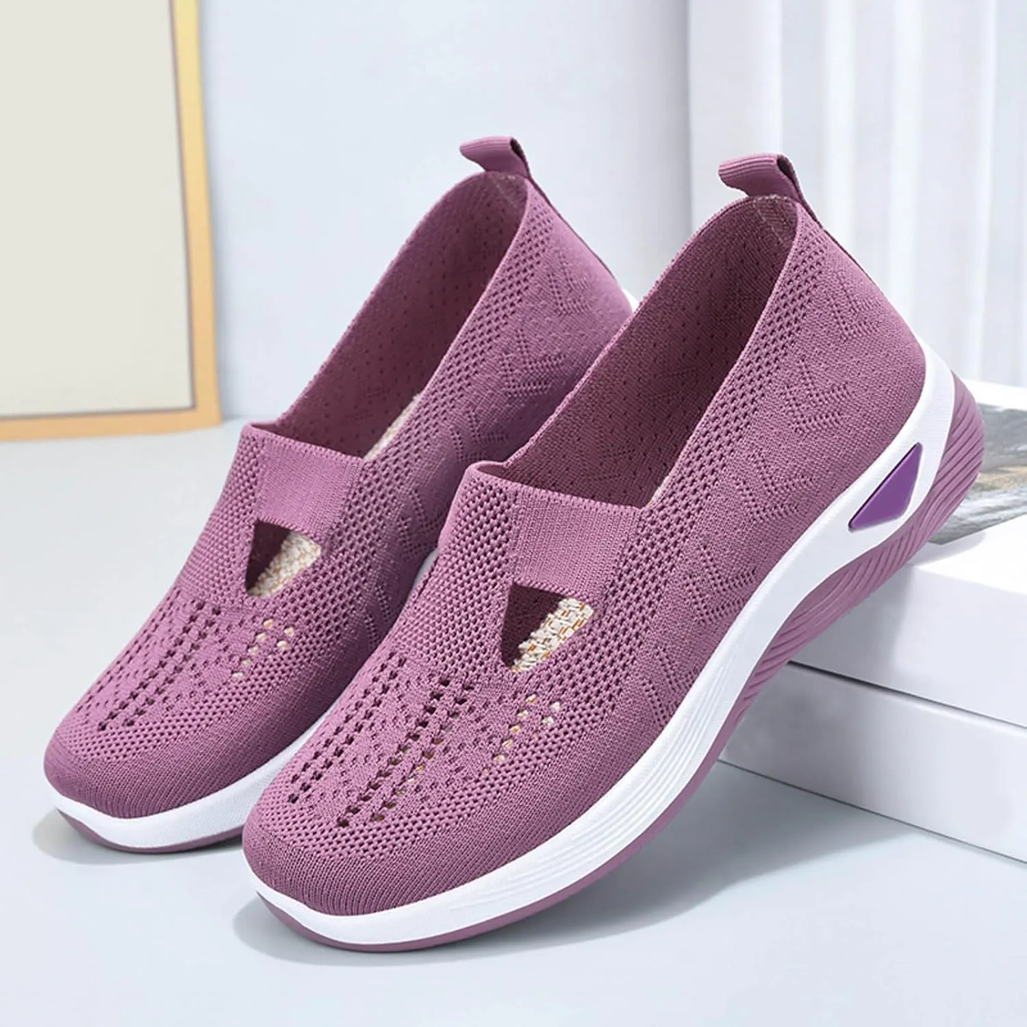 Orthopedic Casual Walking Shoes for Women Slip On Sneakers with Arch Support Comfortable Loafers Plantar Fasciitis Relief Foot Pain Diabetic