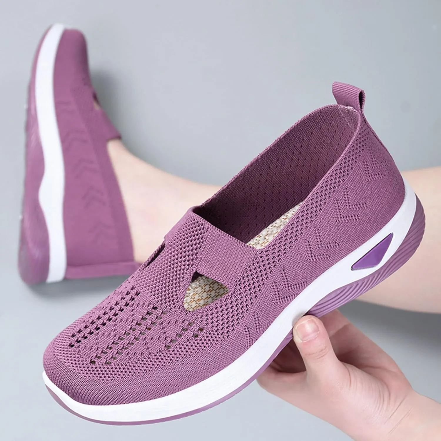 Orthopedic Casual Walking Shoes for Women Slip On Sneakers with Arch Support Comfortable Loafers Plantar Fasciitis Relief Foot Pain Diabetic