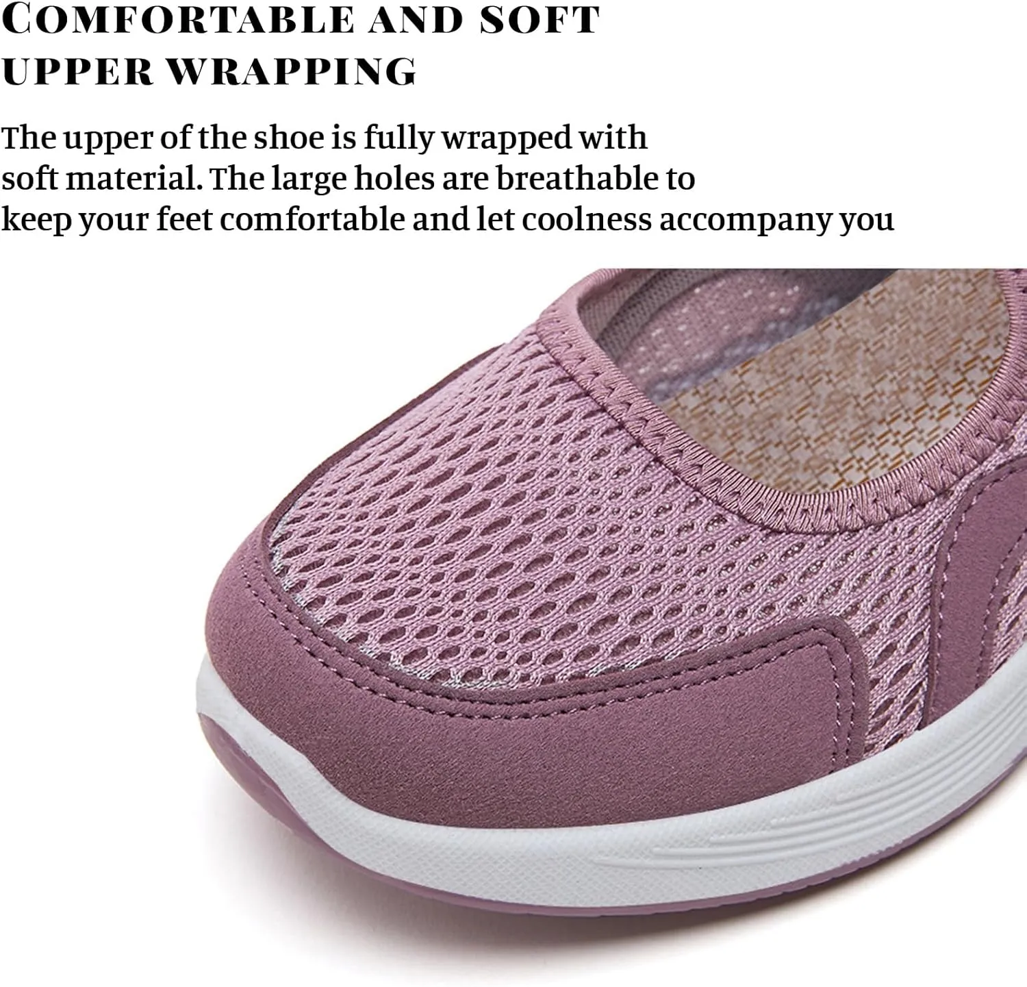 Orthopedic Shoes for Women Non Slip Arch Support Sneakers Mesh Hollow Out Breathable Walking Sneakers Comfortable Adjustable Mary Jane Shoes Lightweight Working Nurse Shoe