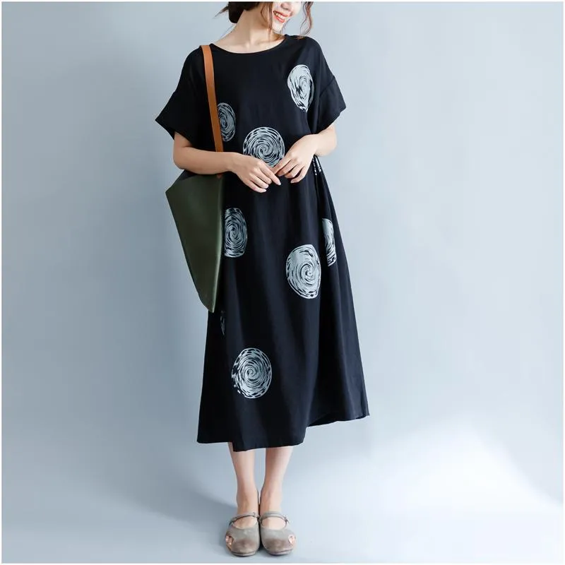 Polka Swirls Loose Midi Dress