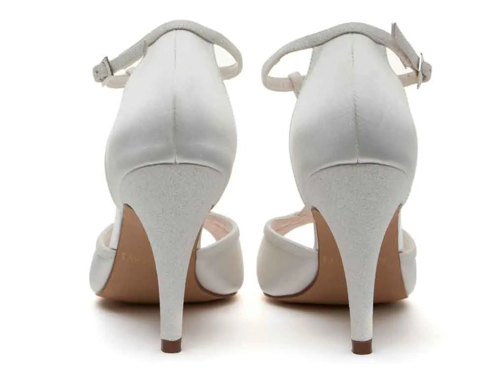 Rainbow Club Gigi Ivory Shimmer Peep Toe Bridal Shoes