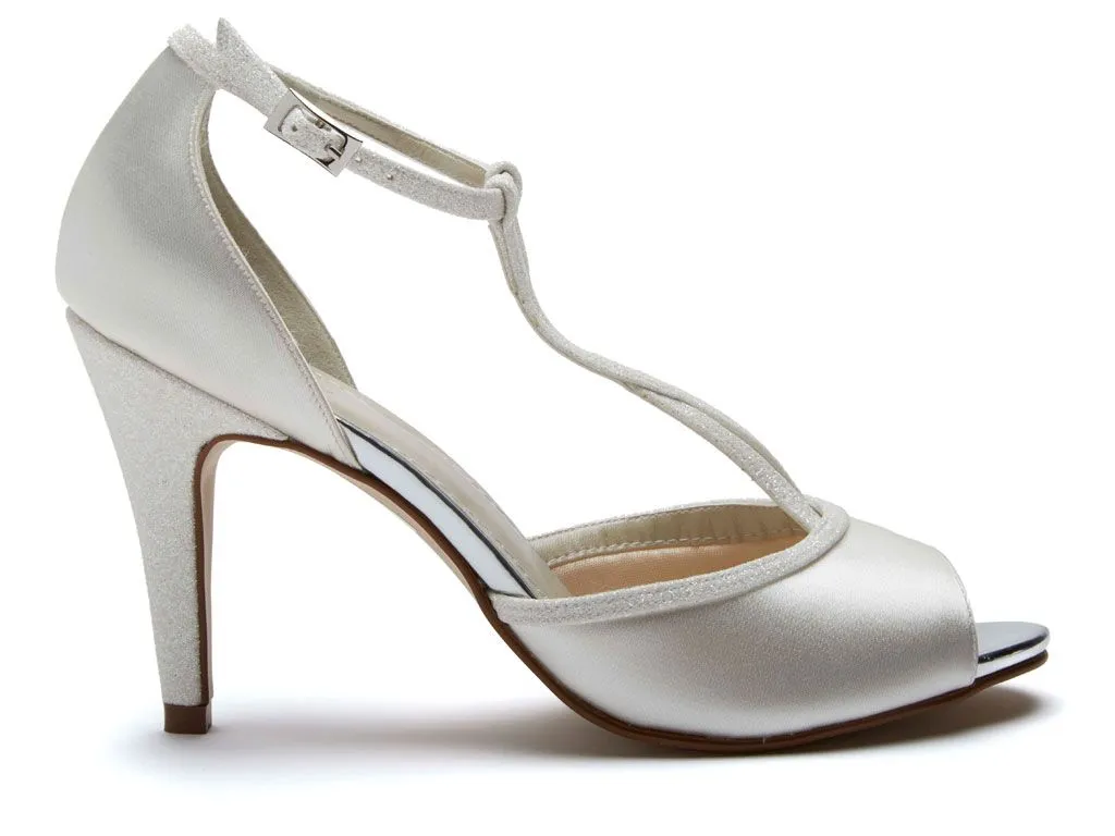 Rainbow Club Gigi Ivory Shimmer Peep Toe Bridal Shoes