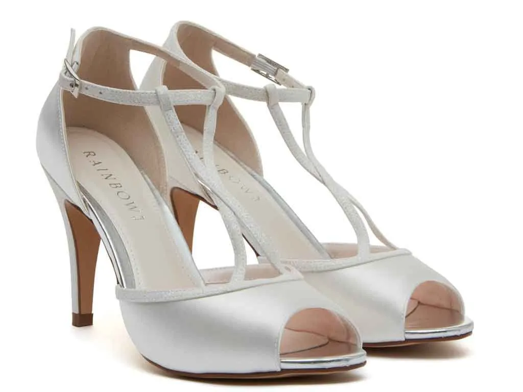 Rainbow Club Gigi Ivory Shimmer Peep Toe Bridal Shoes