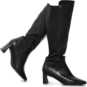 RF ROOM OF FASHION Women's Wide Calf Block Heel Knee High Dress Boots