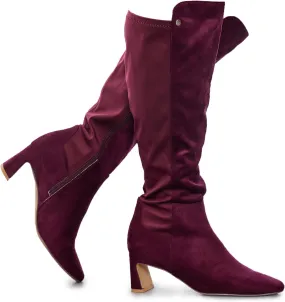 RF ROOM OF FASHION Women's Wide Calf Block Heel Knee High Dress Boots