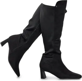 RF ROOM OF FASHION Women's Wide Calf Block Heel Knee High Dress Boots