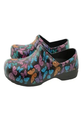 StepZ Women's Slip Resistant Nurse Clogs | Vivid Butterfly