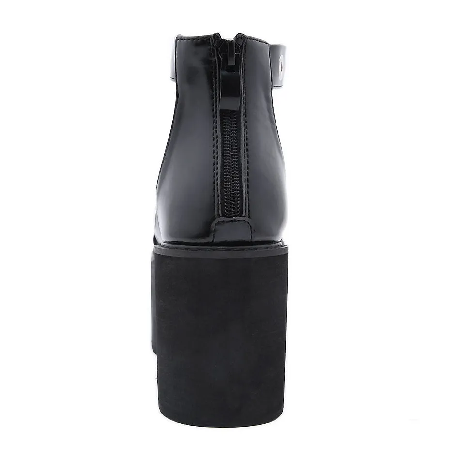 Summer Black Gothic Platform Sandals / Open Toe Buckle Strappy Women's Sexy Shoes with Rivets