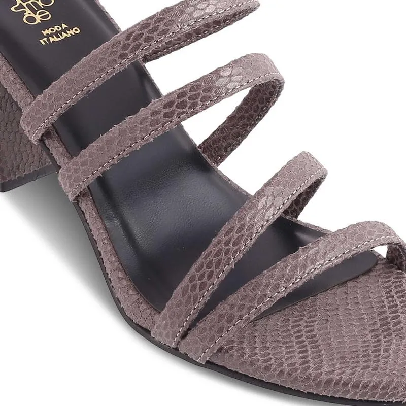 tresmode 239-IMULATE Grey Women Dress Block Heel Sandals EU/40 UK/7