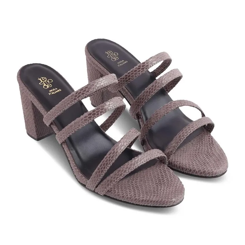 tresmode 239-IMULATE Grey Women Dress Block Heel Sandals EU/40 UK/7