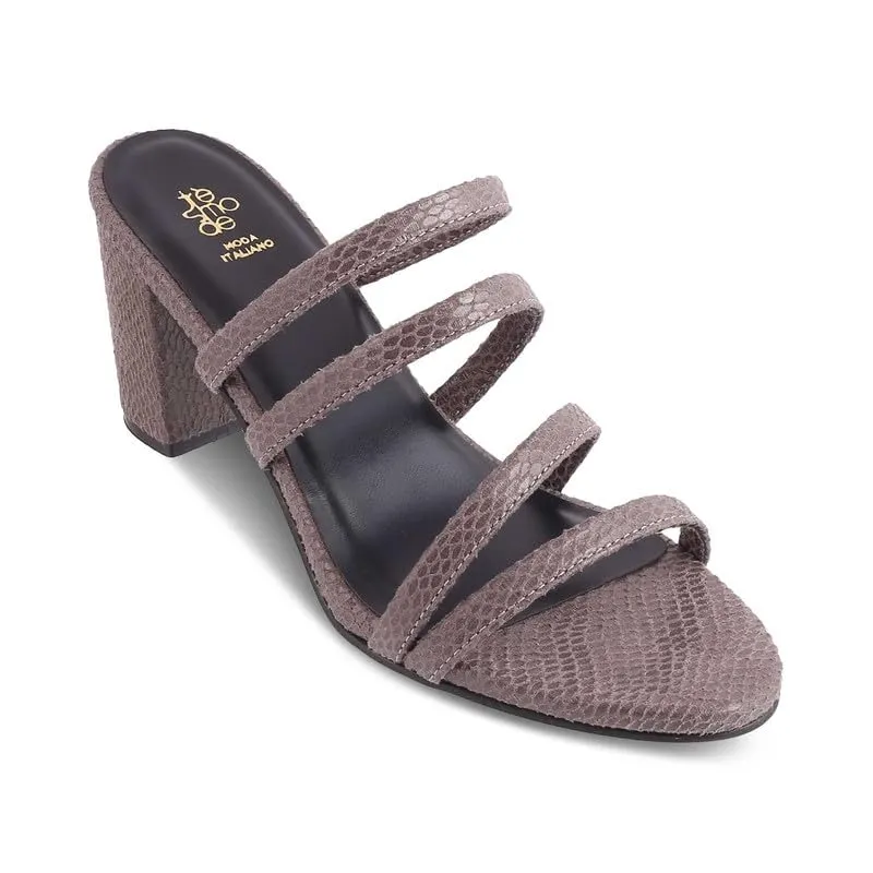 tresmode 239-IMULATE Grey Women Dress Block Heel Sandals EU/40 UK/7