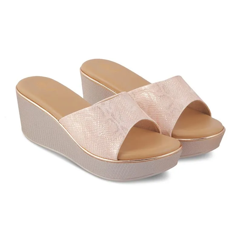 tresmode 239-SAMANTHA CHAMPAGN Women Dress Wedge Sandals EU/38 UK/5