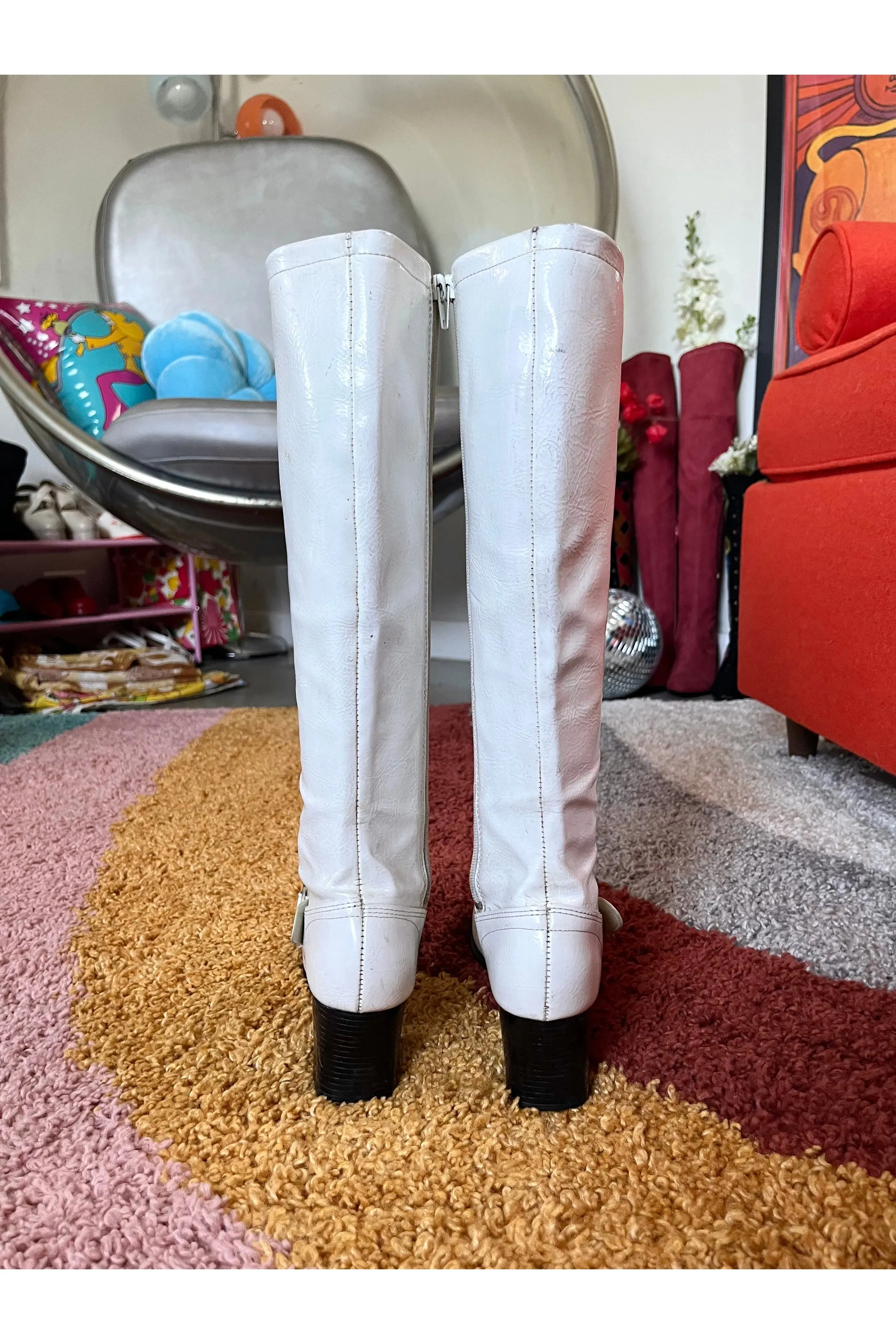 Vintage 60s Mod Buckle Go-Go Boots