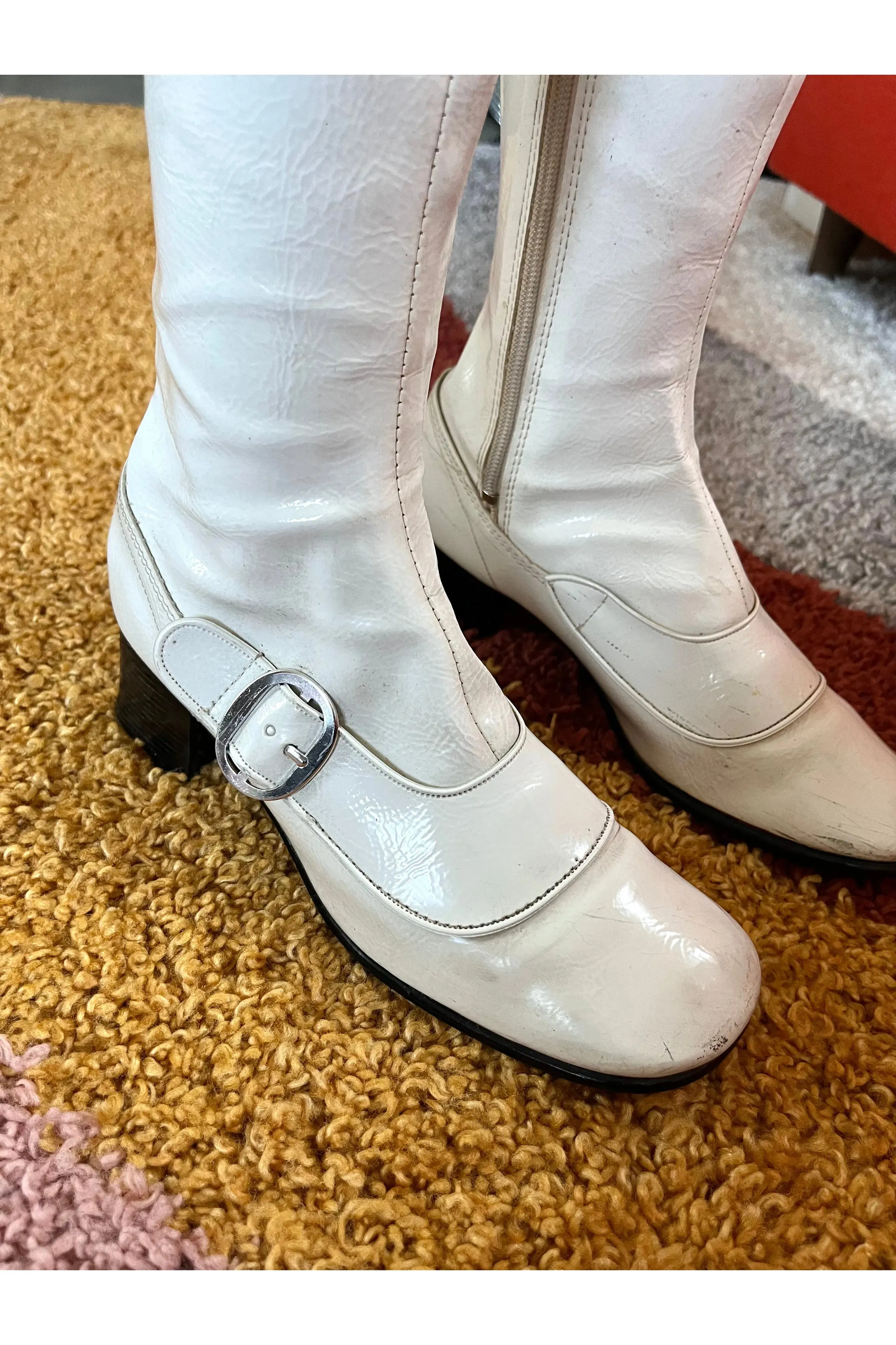 Vintage 60s Mod Buckle Go-Go Boots