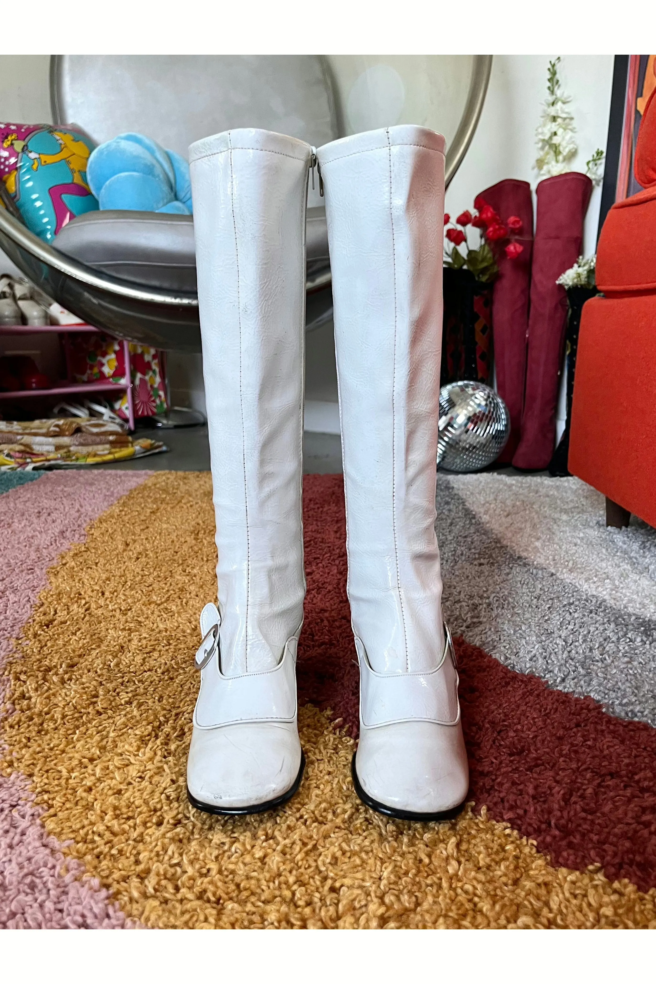 Vintage 60s Mod Buckle Go-Go Boots