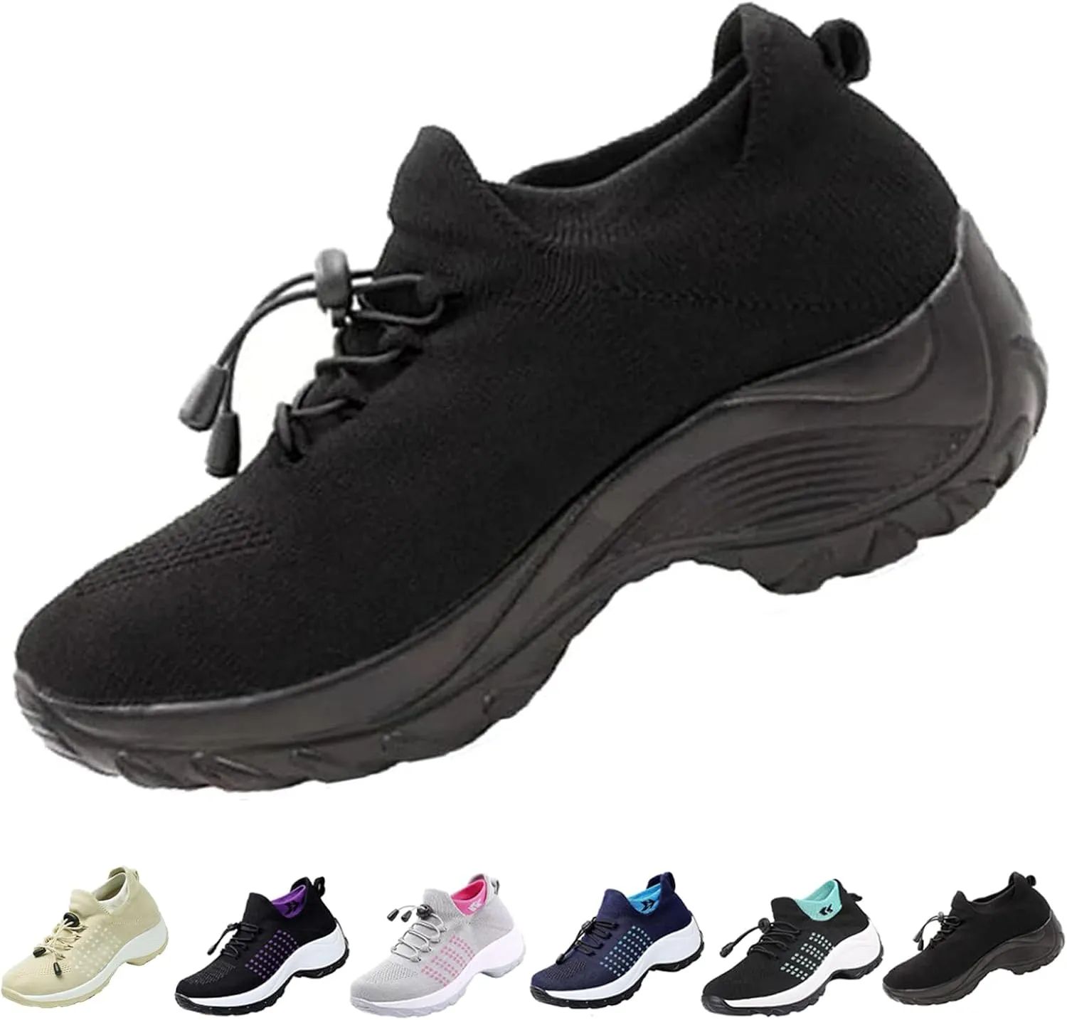 Women's Black Ortho Stretch Cushion Shoes - Orthopedic Nurse Shoes, Size 8.5, Medium Width