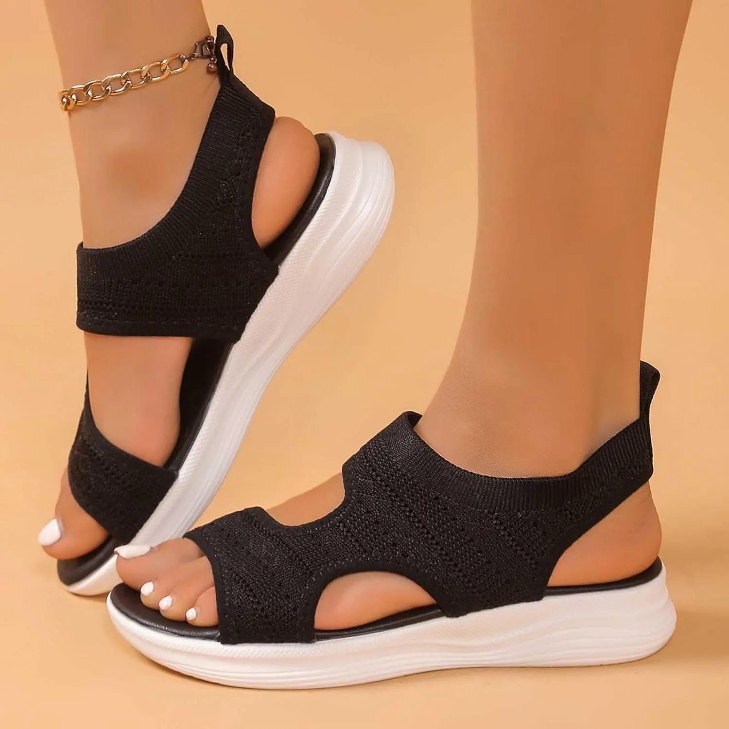 Women's Summer Fashion Cloth Breathable Open Toed Sandals Comfortable Platform Shoes Womens Slides And Sandals