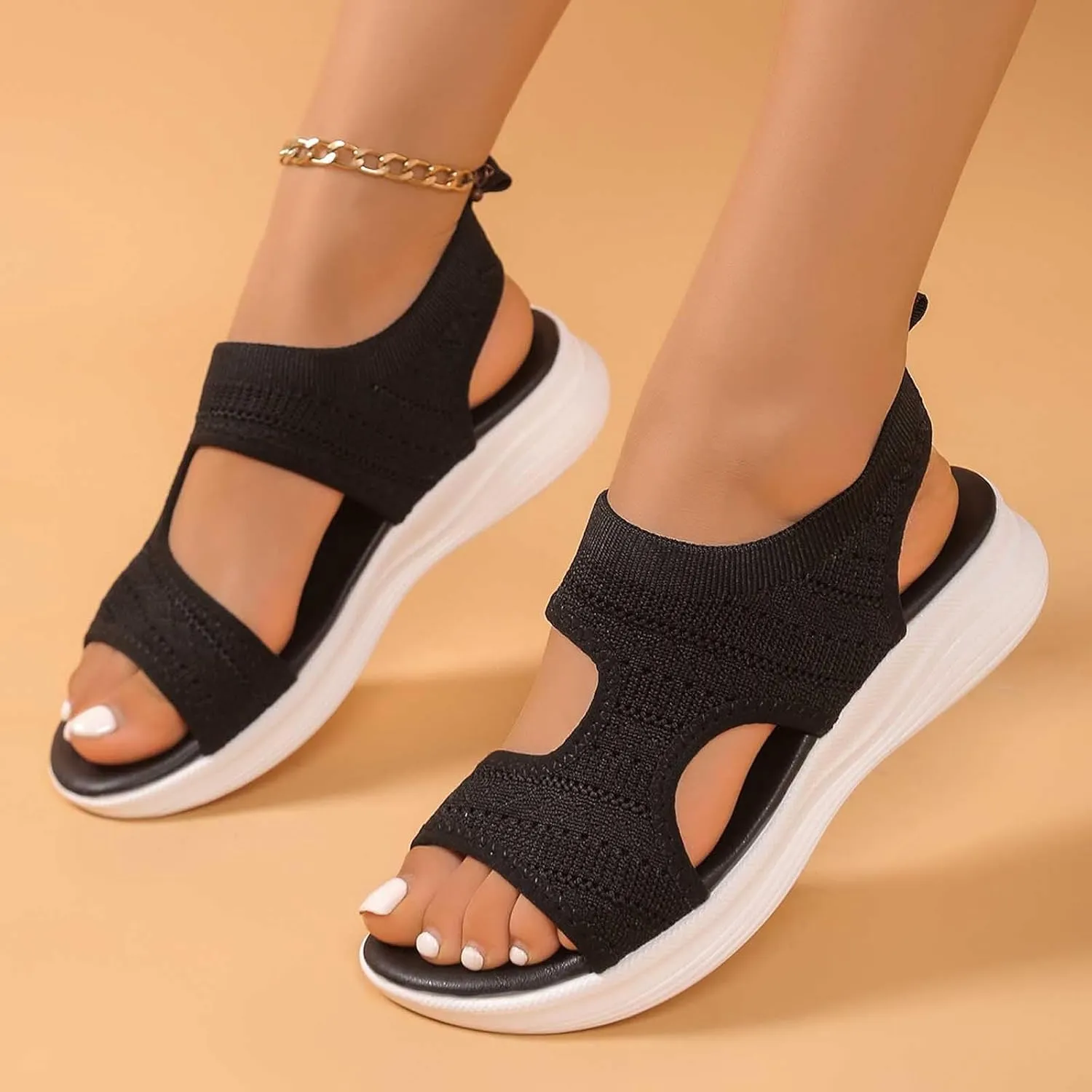 Women's Summer Fashion Cloth Breathable Open Toed Sandals Comfortable Platform Shoes Womens Slides And Sandals