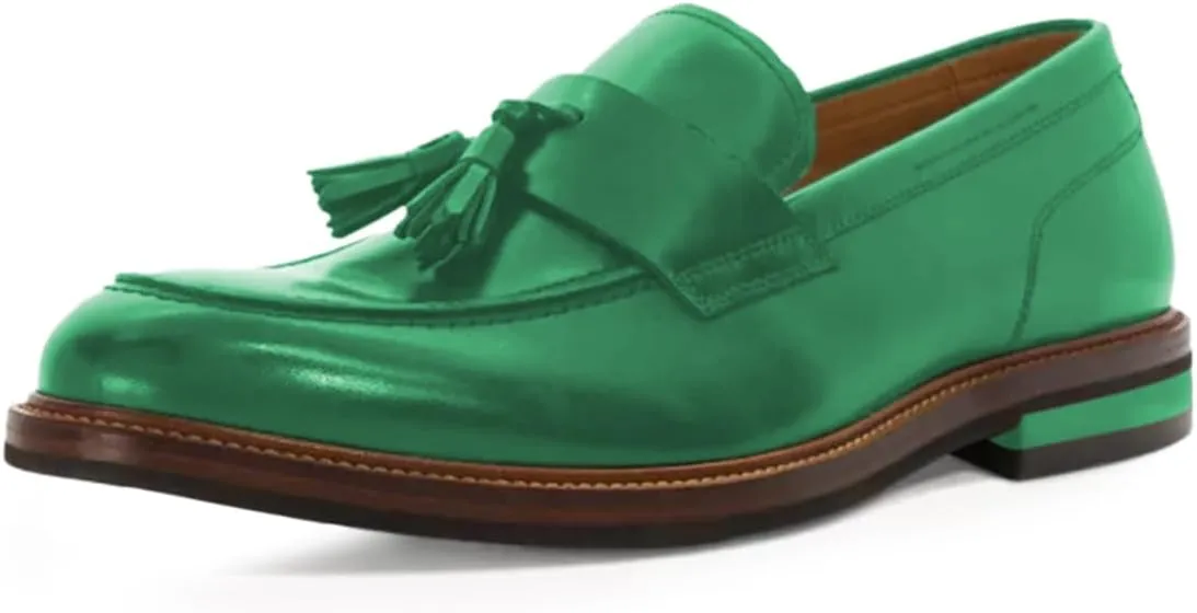 YDN Women Retro Fringed Closed Toe Low Heels Penny Loafers Tassels Slip On Flats Formal Office Professional Shoes Size 4-16 US
