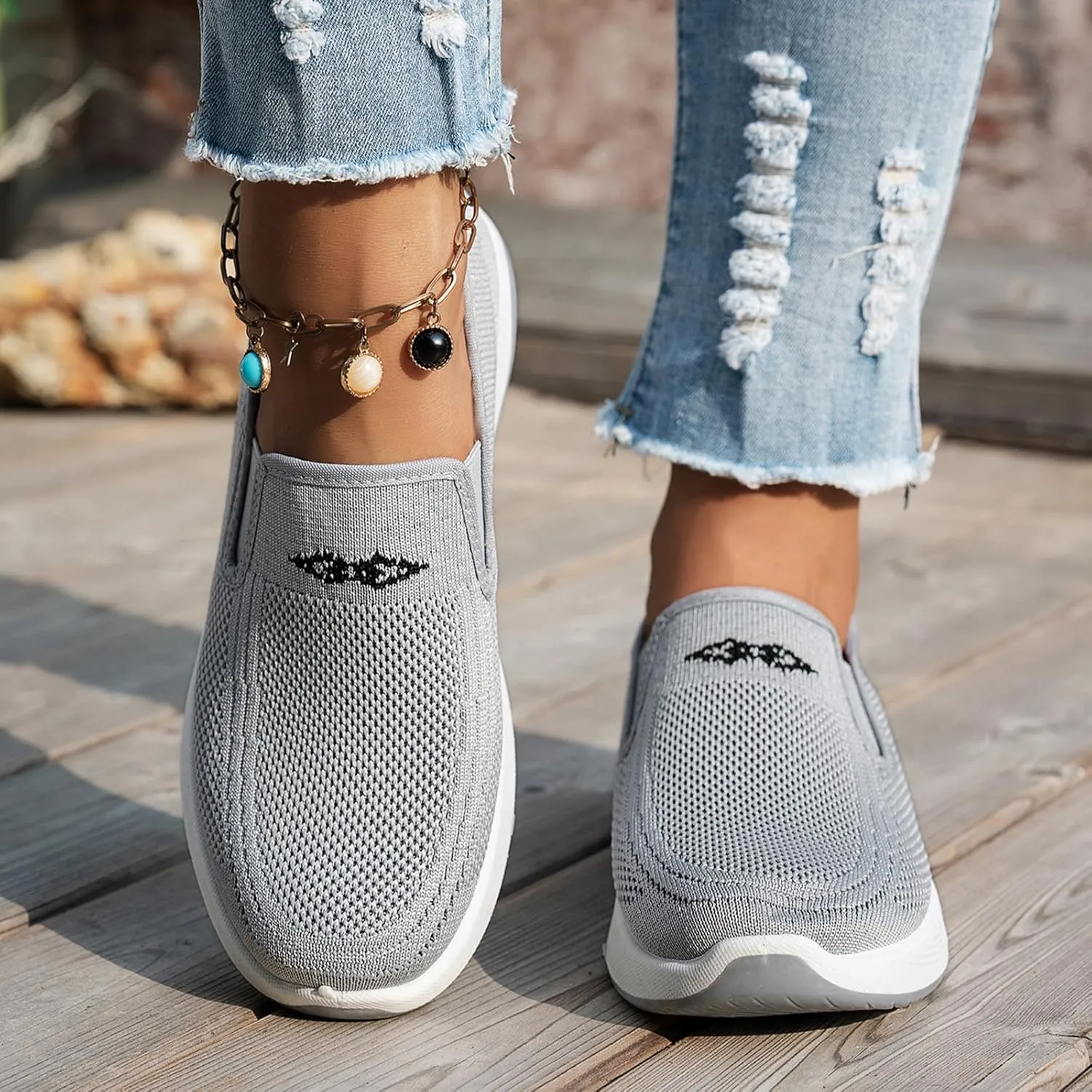 ZWRXW Women's Woven Orthopedic Shoes Diabetic Arch Support Slip On Walking Shoes Mesh Up Running Going Out Flat Sneaker Comfortable Lightweight Breathable Soft Shoe Healthy Footwear